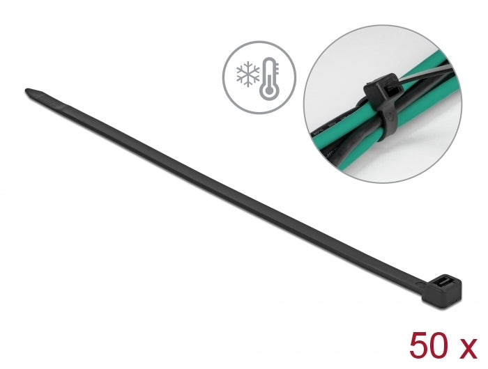Delock Kabelbinder kälteresistent L 380 x B 7,6 mm schwarz 50 Stück