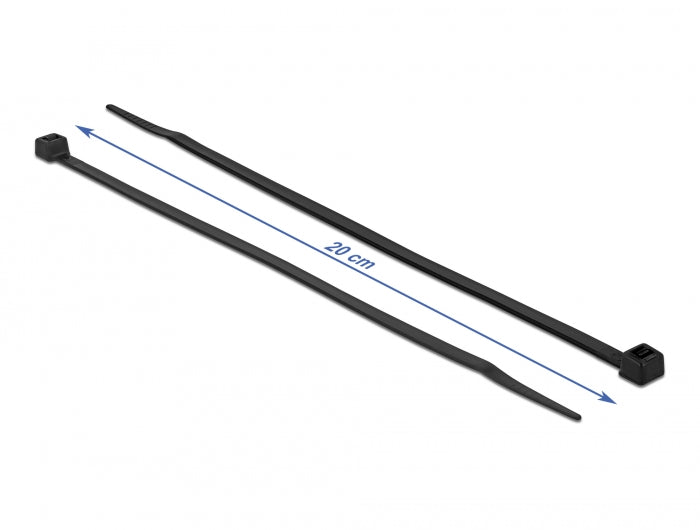 Delock Kabelbinder mit hoher Zugfestigkeit L 200 x B 4,8 mm schwarz 100 Stück