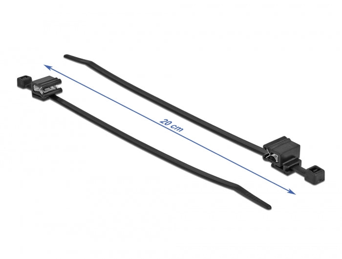 Delock Kabelbinder mit Befestigungsclip L 200 x B 4,8 mm schwarz 50 Stück