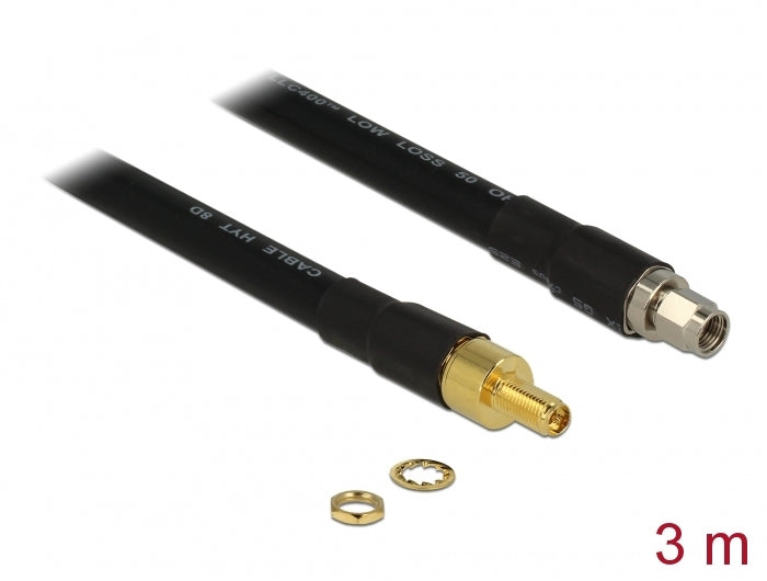 Delock Antennenkabel RP-SMA Stecker > RP-SMA Buchse CFD400 LLC400 3 m low loss