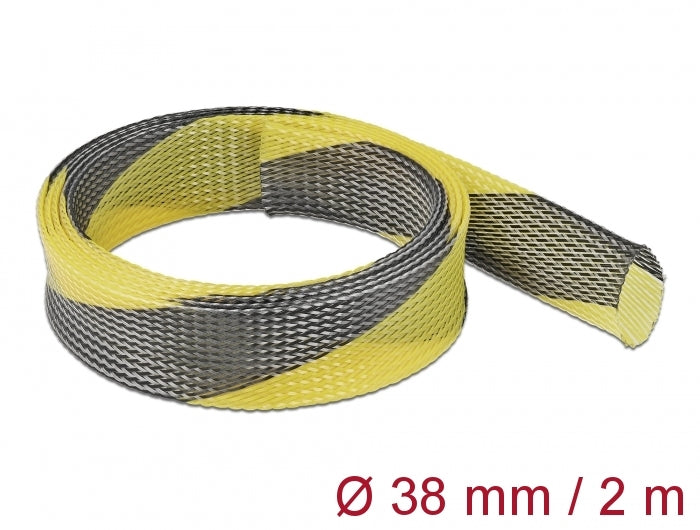 Delock Geflechtschlauch dehnbar 2 m x 38 mm schwarz-gelb