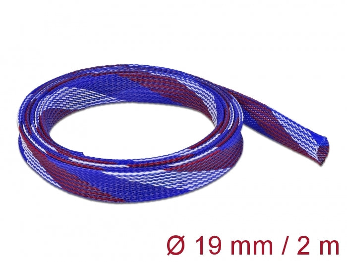 Delock Geflechtschlauch dehnbar 2 m x 19 mm blau-rot-weiß