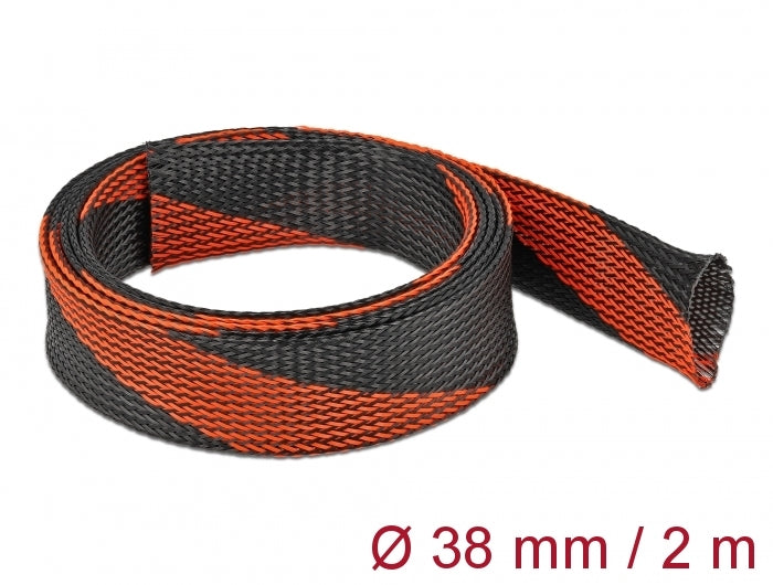 Delock Geflechtschlauch dehnbar 2 m x 38 mm schwarz-rot
