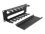 Delock 10″ Kabelmanagement Rangierpanel mit 2 Öffnungen 1 HE schwarz