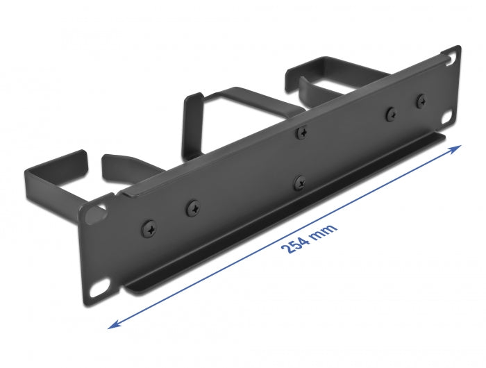 Delock 10″ Kabelmanagement Rangierpanel mit 3 Metall Bügeln (2 x horizontal, 1 x vertikal) 1 HE schwarz