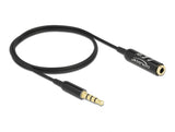 Delock Audio Verlängerungskabel Klinke 3,5 mm 4 Pin Stecker zu Buchse Ultra Slim 0,5 m schwarz