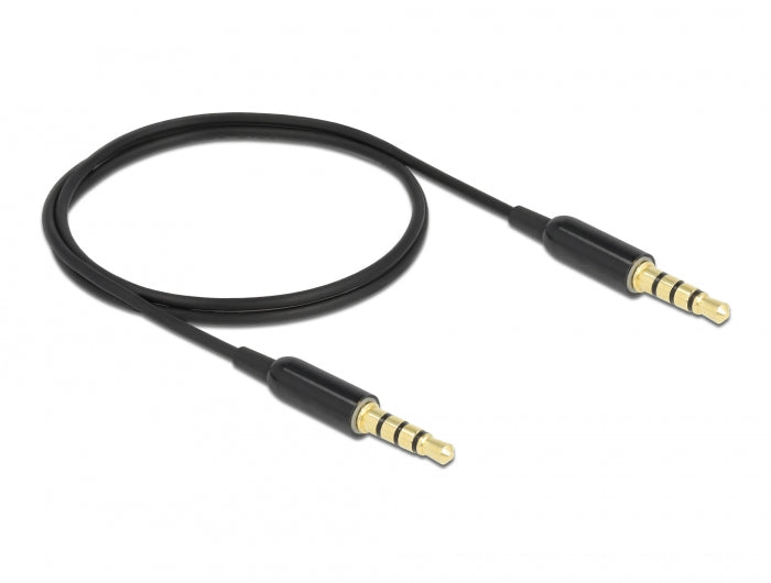 Delock Klinkenkabel 3,5 mm 4 Pin Stecker zu Stecker Ultra Slim 0,5 m schwarz