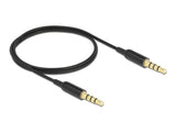 Delock Klinkenkabel 3,5 mm 4 Pin Stecker zu Stecker Ultra Slim 0,5 m schwarz