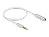 Delock Audio Verlängerungskabel Klinke 3,5 mm 4 Pin Stecker zu Buchse Ultra Slim 0,5 m weiß