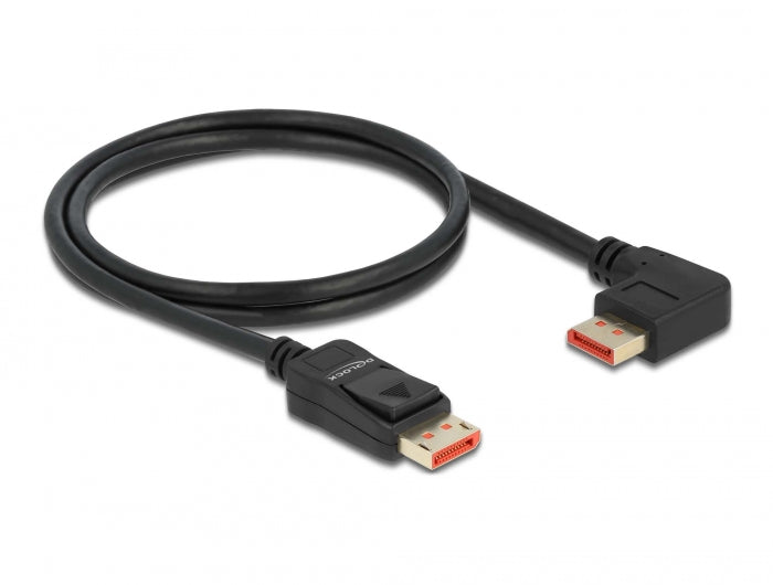 Delock DisplayPort Kabel Stecker gerade zu Stecker 90° links gewinkelt 8K 60 Hz 1 m