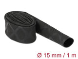 Delock Schrumpfschlauch X-Muster rutschfest 1 m x 15 mm schwarz