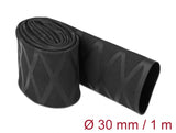 Delock Schrumpfschlauch X-Muster rutschfest 1 m x 30 mm schwarz