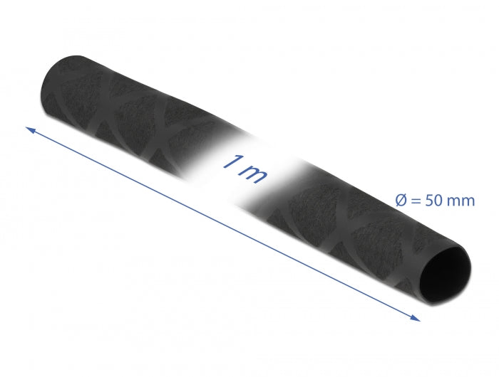 Delock Schrumpfschlauch X-Muster rutschfest 1 m x 50 mm schwarz