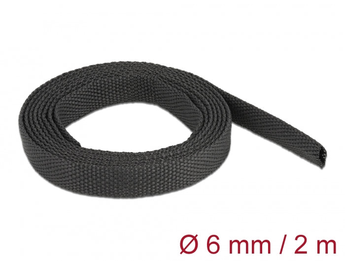 Delock Gewebeschrumpfschlauch 2 m x 6 mm Schrumpfungsrate 2:1 schwarz