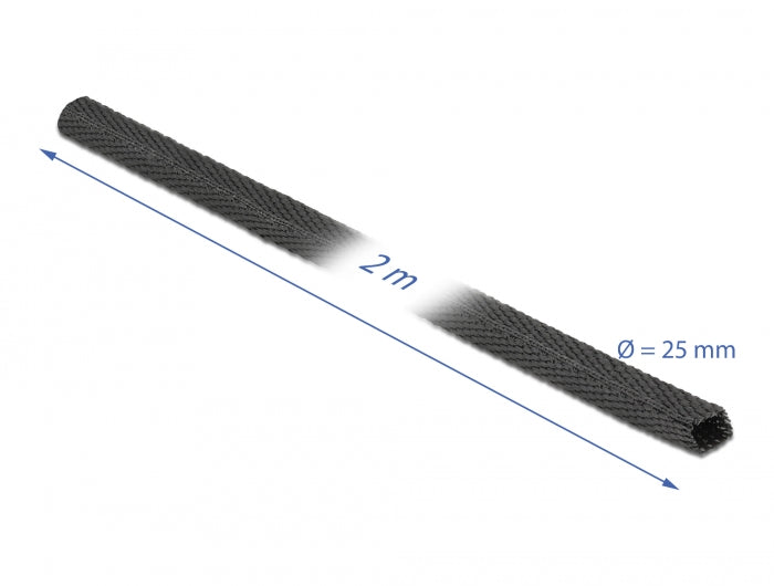 Delock Gewebeschrumpfschlauch 2 m x 25 mm Schrumpfungsrate 2:1 schwarz