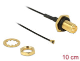 Delock Antennenkabel RP-SMA Buchse zum Einbau zu I-PEX Inc., MHF® 4 Stecker 0.81 10 cm Gewindelänge 9 mm spritzwassergeschützt