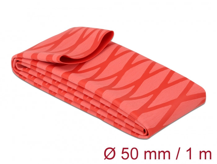 Delock Schrumpfschlauch X-Muster rutschfest 1 m x 50 mm rot