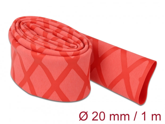Delock Schrumpfschlauch X-Muster rutschfest 1 m x 20 mm rot