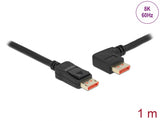Delock DisplayPort Kabel Stecker gerade zu Stecker 90° links gewinkelt 8K 60 Hz 1 m