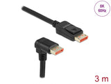 Delock DisplayPort Kabel Stecker gerade zu Stecker 90° unten gewinkelt 8K 60 Hz 3 m