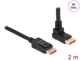 Delock DisplayPort Kabel Stecker gerade zu Stecker 90° oben gewinkelt 8K 60 Hz 2 m
