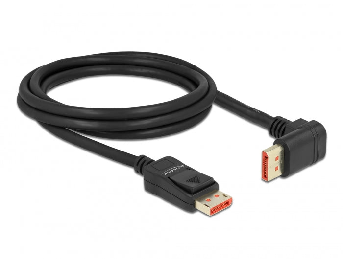 Delock DisplayPort Kabel Stecker gerade zu Stecker 90° oben gewinkelt 8K 60 Hz 2 m