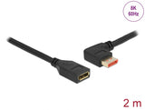 Delock DisplayPort Verlängerungskabel Stecker 90° links gewinkelt zu Buchse 8K 60 Hz 2 m