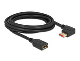 Delock DisplayPort Verlängerungskabel Stecker 90° links gewinkelt zu Buchse 8K 60 Hz 3 m