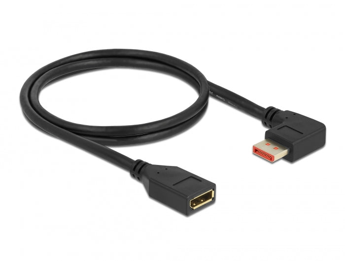 Delock DisplayPort Verlängerungskabel Stecker 90° rechts gewinkelt zu Buchse 8K 60 Hz 1 m