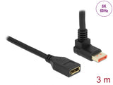 Delock DisplayPort Verlängerungskabel Stecker 90° oben gewinkelt zu Buchse 8K 60 Hz 3 m