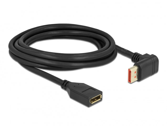 Delock DisplayPort Verlängerungskabel Stecker 90° oben gewinkelt zu Buchse 8K 60 Hz 3 m