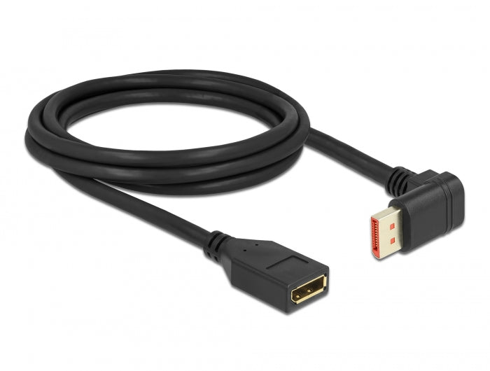Delock DisplayPort Verlängerungskabel Stecker 90° unten gewinkelt zu Buchse 8K 60 Hz 2 m