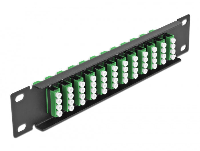 Delock 10″ LWL Patchpanel 12 Port LC Quad grün 1 HE schwarz