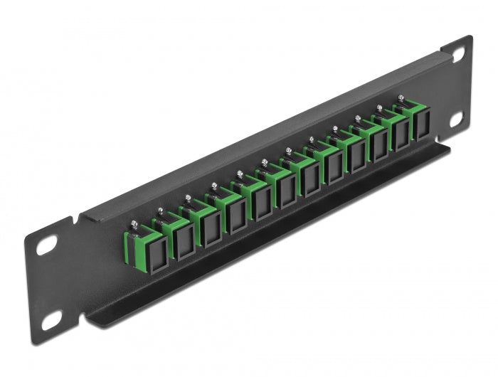 Delock 10″ LWL Patchpanel 12 Port SC Simplex grün 1 HE schwarz