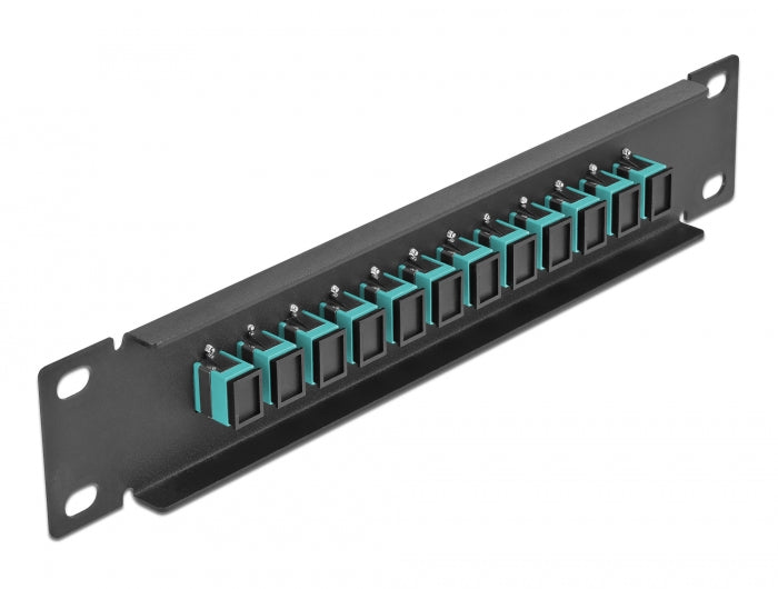 Delock 10″ LWL Patchpanel 12 Port SC Simplex aqua 1 HE schwarz