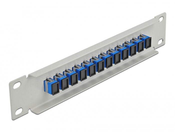 Delock 10″ LWL Patchpanel 12 Port SC Simplex blau 1 HE grau