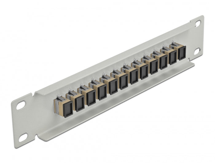 Delock 10″ LWL Patchpanel 12 Port SC Simplex beige 1 HE grau