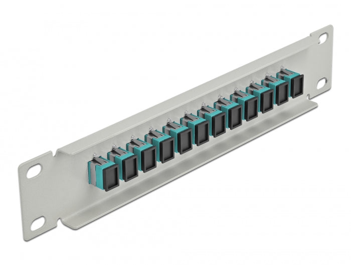 Delock 10″ LWL Patchpanel 12 Port SC Simplex aqua 1 HE grau
