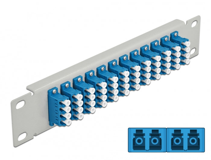 Delock 10″ LWL Patchpanel 12 Port LC Quad blau 1 HE grau