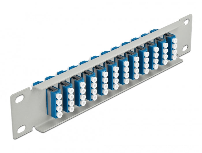 Delock 10″ LWL Patchpanel 12 Port LC Quad blau 1 HE grau