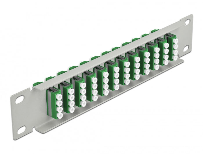 Delock 10″ LWL Patchpanel 12 Port LC Quad grün 1 HE grau