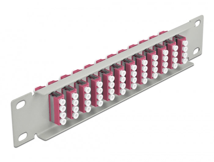 Delock 10″ LWL Patchpanel 12 Port LC Quad violett 1 HE grau