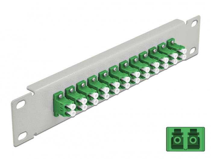 Delock 10″ LWL Patchpanel 12 Port LC Duplex grün 1 HE grau