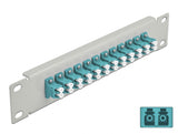 Delock 10″ LWL Patchpanel 12 Port LC Duplex aqua 1 HE grau
