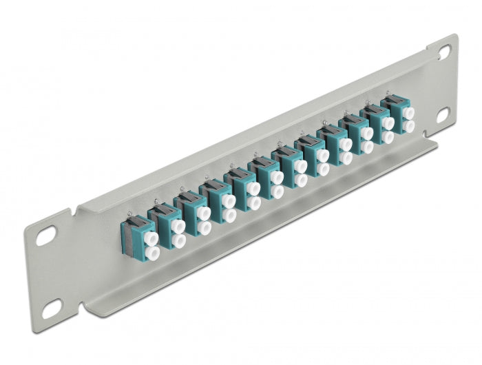 Delock 10″ LWL Patchpanel 12 Port LC Duplex aqua 1 HE grau