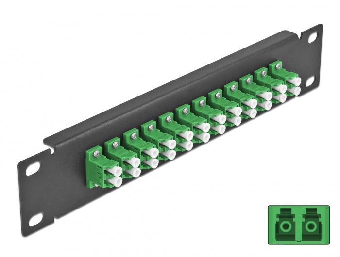 Delock 10″ LWL Patchpanel 12 Port LC Duplex grün 1 HE schwarz