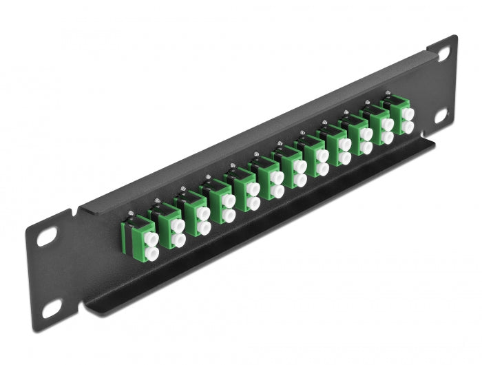 Delock 10″ LWL Patchpanel 12 Port LC Duplex grün 1 HE schwarz