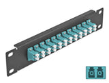 Delock 10″ LWL Patchpanel 12 Port LC Duplex aqua 1 HE schwarz