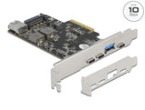 Delock PCI Express x4 Karte zu 3 x USB Type-C™ + 2 x USB Typ-A - SuperSpeed USB 10 Gbps - Low Profile Formfaktor