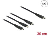 Delock USB Ladekabel 3 in 1 USB Type-C™ zu Lightning™ / Micro USB / USB Type-C™ 30 cm